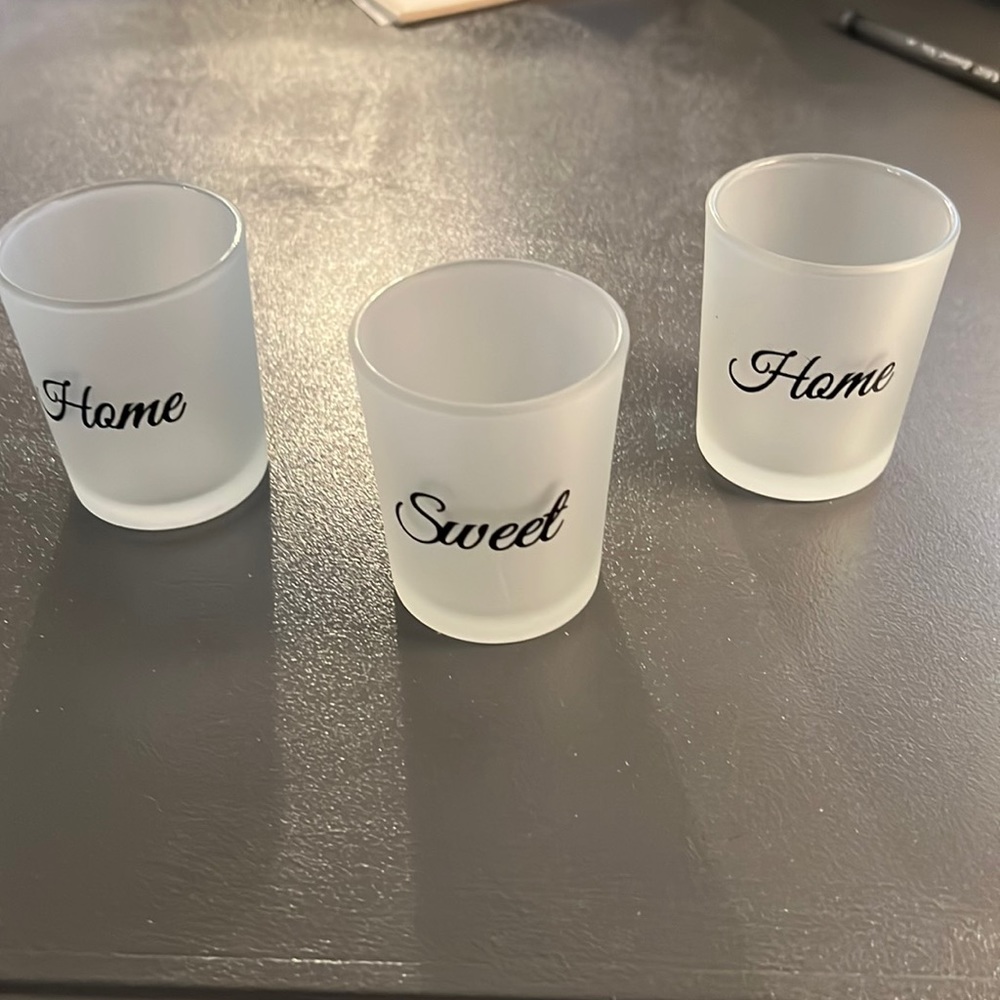 Set of 3 “Home Sweet Home” Votive candle holders